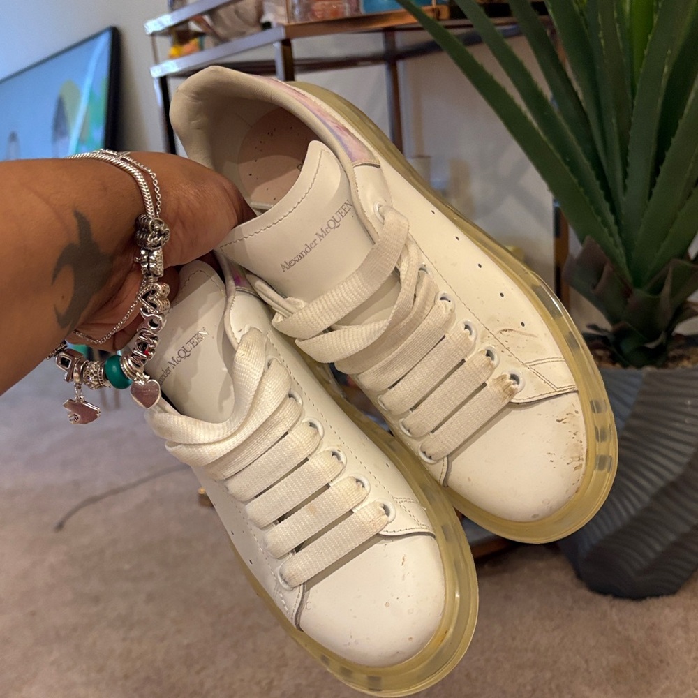 Alexander McQueen White Oversized Sneakers Size 38 Designer Platform Shoes - Picture 3 of 5